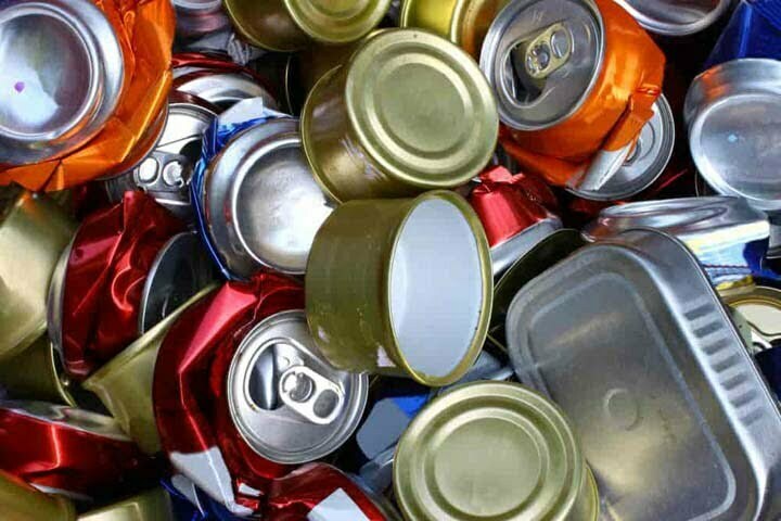 Caned food cans for recycling