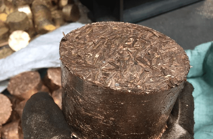 Copper shavings briquettes